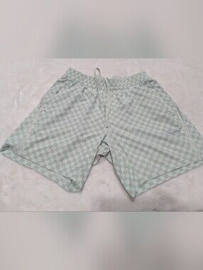 Legends Luka Shorts Green White Checked Small 7"